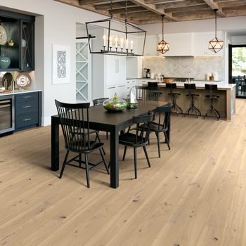 natural hardwood flooring in dining room